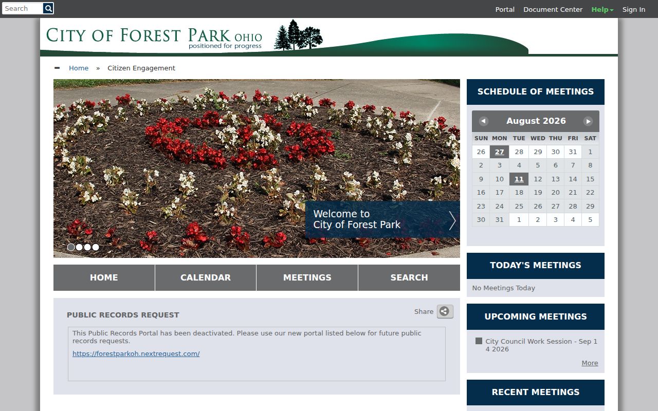 Forest Park city directory request route through the Forest Park public-records notice