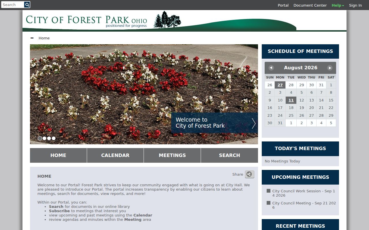 Forest Park residents directory view of the Forest Park CivicWeb document portal