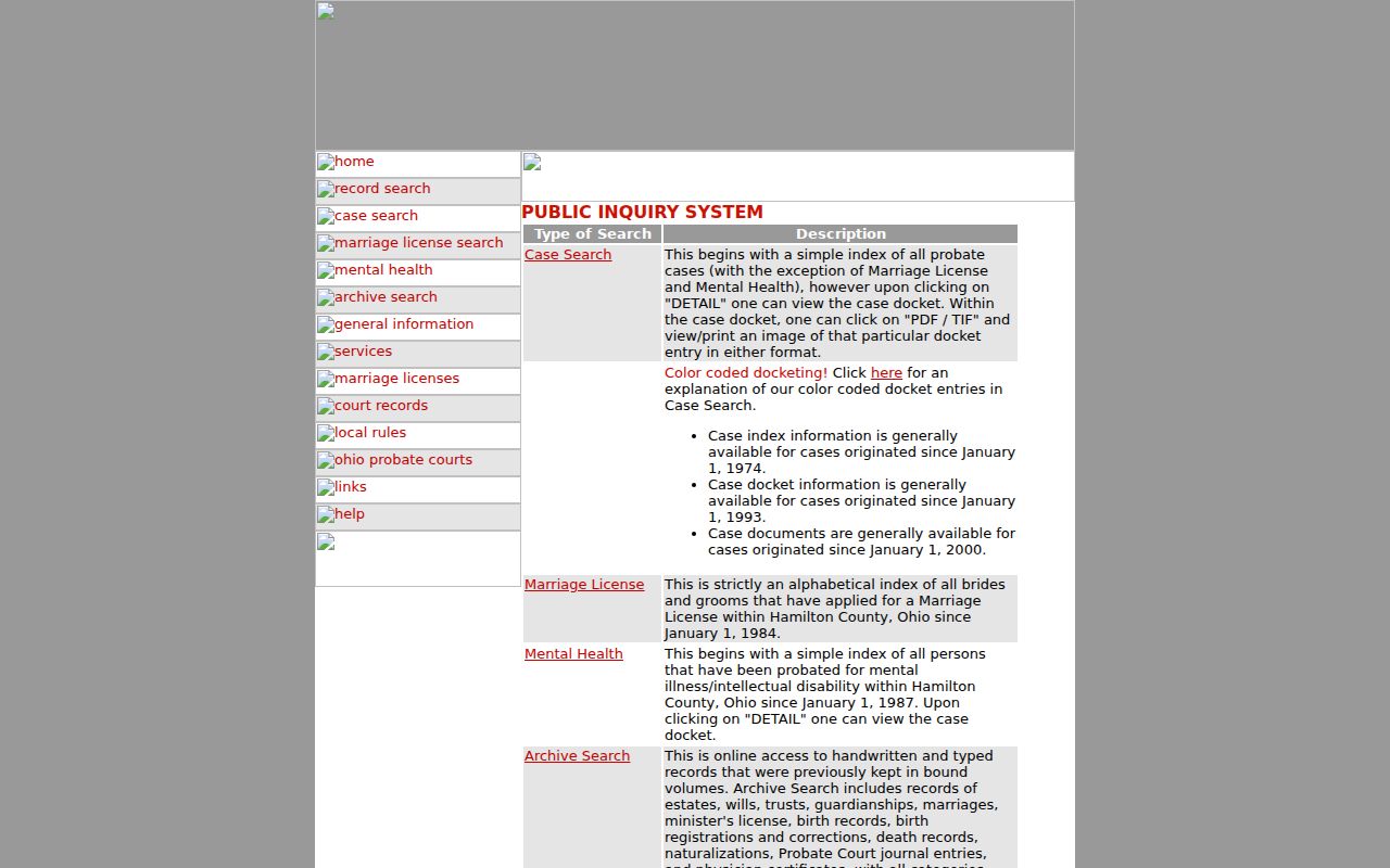 Forest Park residents directory view of Hamilton County Probate Court record search