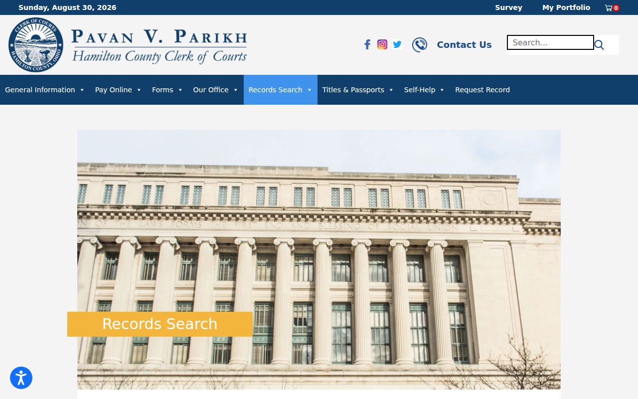 Forest Park residents directory view of the Hamilton County Clerk records search