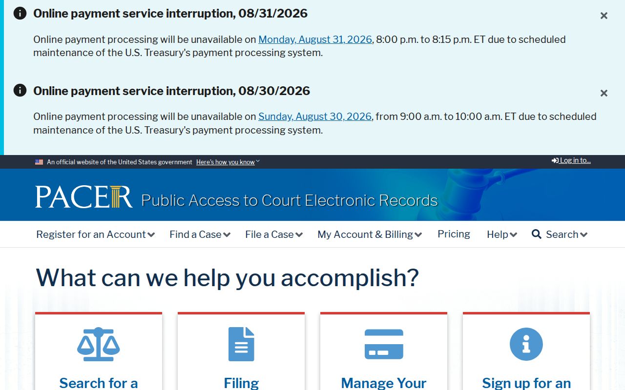 Forest Park street directory PACER federal court search