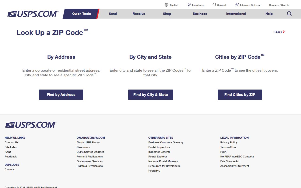 Forest Park ZIP code directory view of the USPS Find a ZIP Code lookup